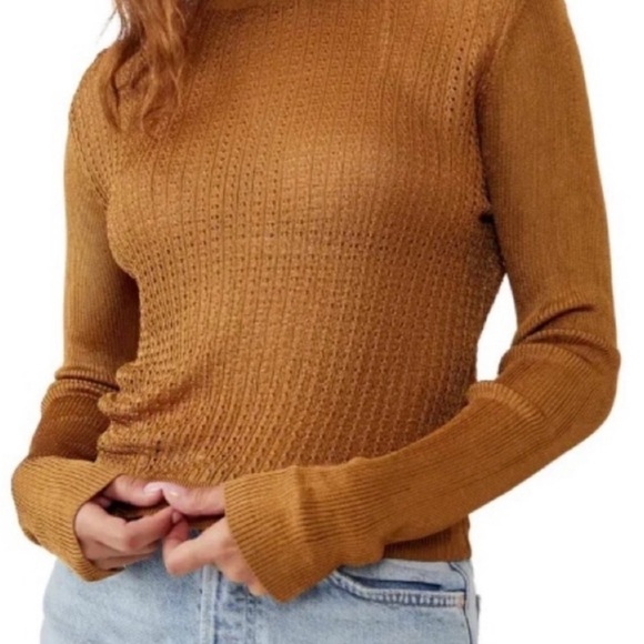 NWT FREE PEOPLE H20 CREW PULLOVER tiger eye Medium - Picture 4 of 9